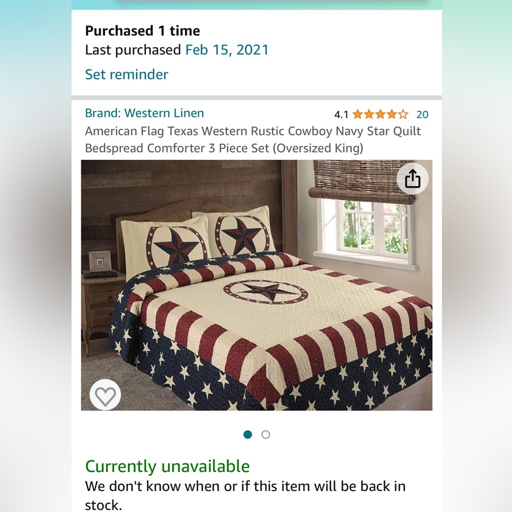 NWT American Flag Texas Western Rustic Star Quilt Set (Oversized King)